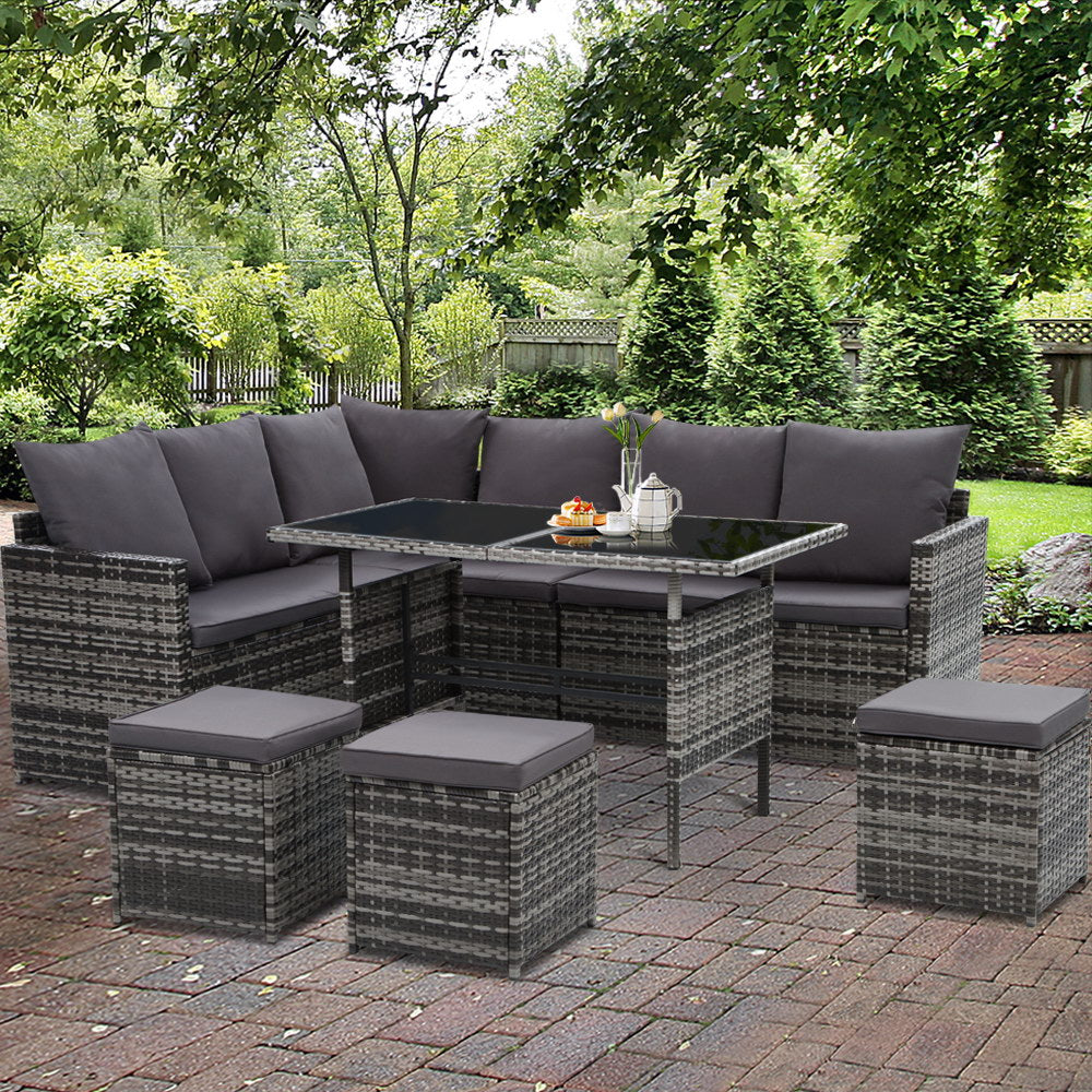 Outdoor Furniture Dining Setting Sofa Set Wicker 8 Seater Storage Cover