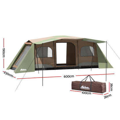 8-10 Person Camping Tent 3 Rooms Outdoor Family Hiking