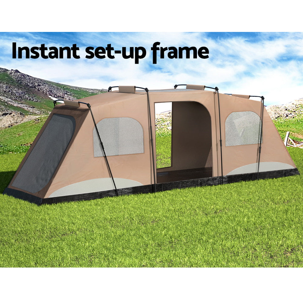 8-10 Person Camping Tent 3 Rooms Outdoor Family Hiking