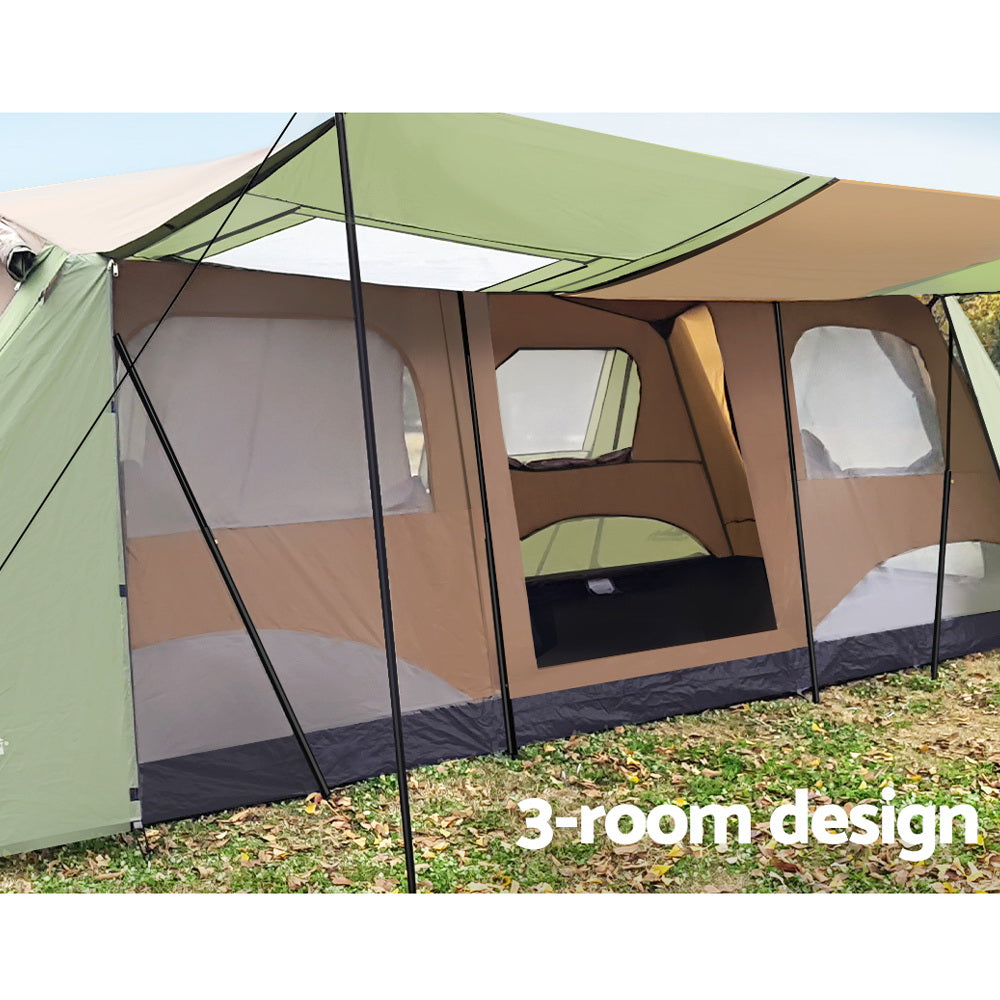 8-10 Person Camping Tent 3 Rooms Outdoor Family Hiking