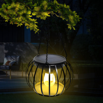 LUMIRO 2 Pack Outdoor Solar Hanging Lights Pumpkin Decorative Lantern_4