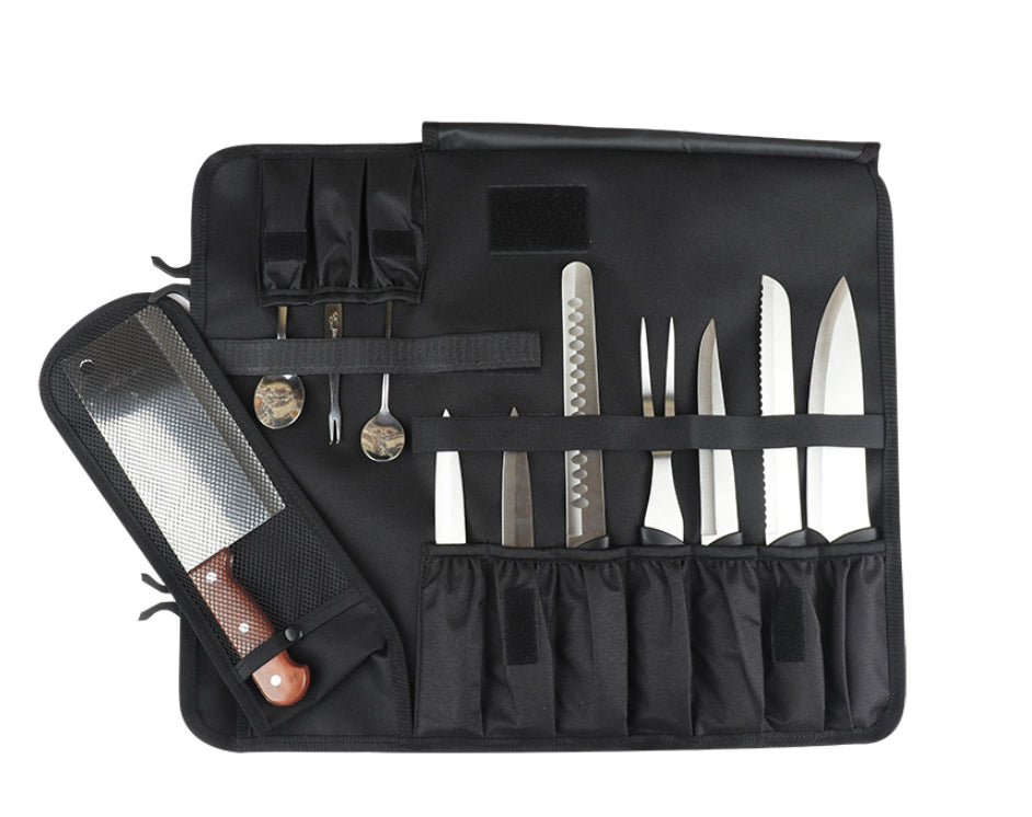 16 Slots Chef Knife Bag Roll Carry Case Adjustable Straps_1