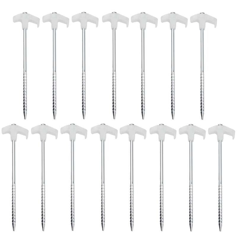 15 Pcs Pegs Screw-in Tent Camping Stakes Outdoor Camping Essentials_0