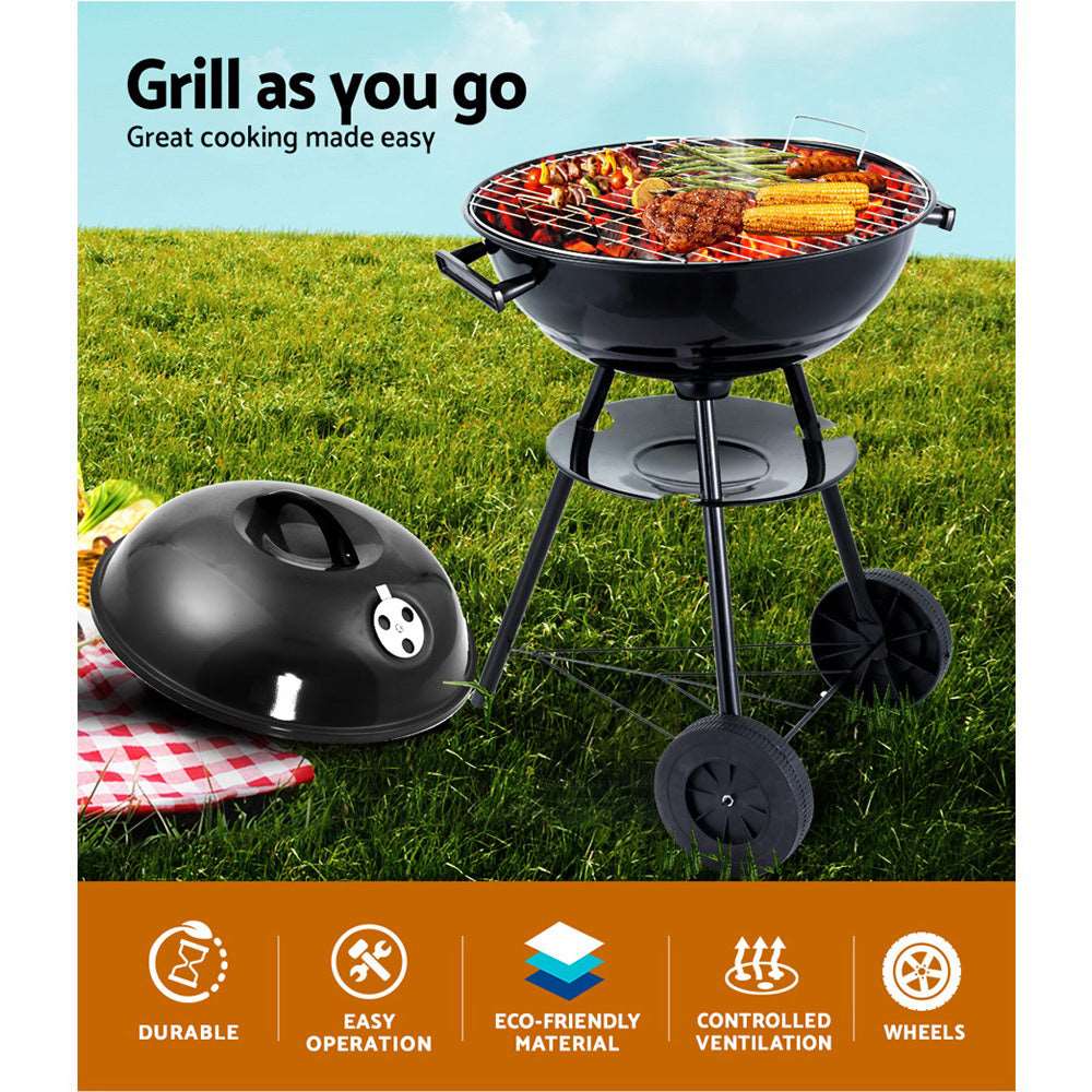 Grillz Charcoal BBQ Smoker Drill Outdoor Camping Patio Barbeque Steel Oven - Pmboutdoor