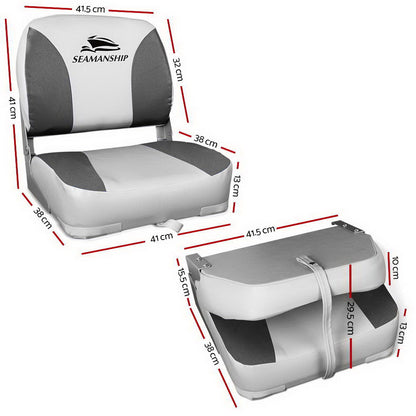 Set of 2 Folding Swivel Boat Seats - Pmboutdoor
