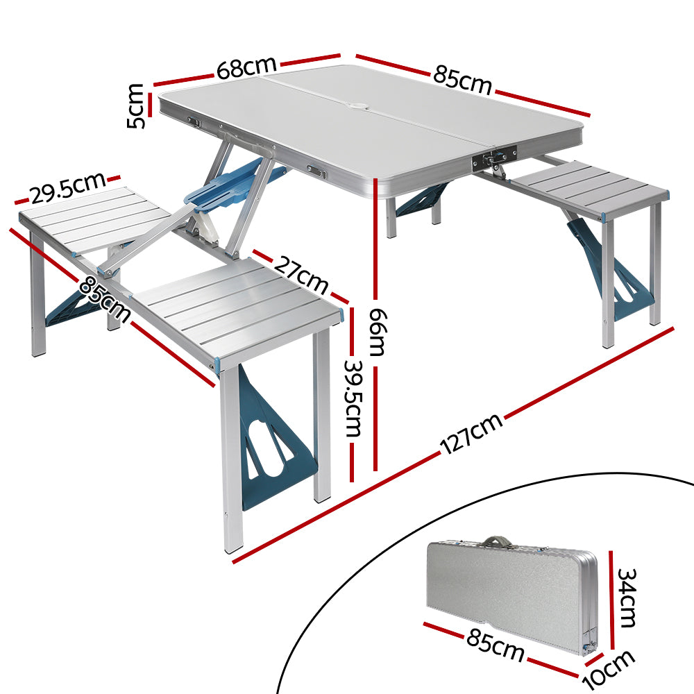 Portable Folding Camping Table and Chair Set 85cm - Pmboutdoor