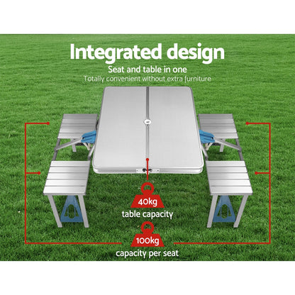 Portable Folding Camping Table and Chair Set 85cm - Pmboutdoor