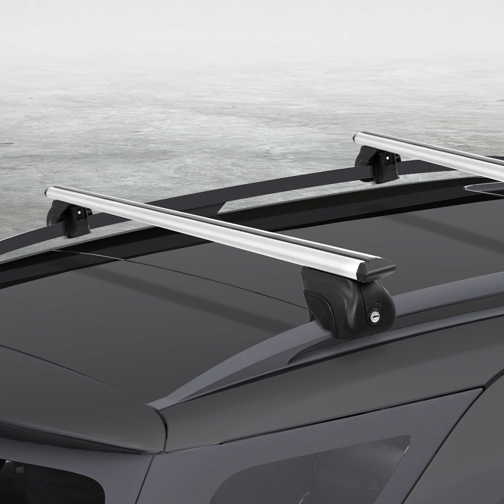 Universal Car Roof Rack Cross Bars Aluminium Adjustable 111cm Silver Upgraded - Pmboutdoor