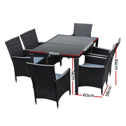 Outdoor Furniture Dining Set Black Garden