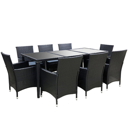 Outdoor Furniture Dining Set Black Garden