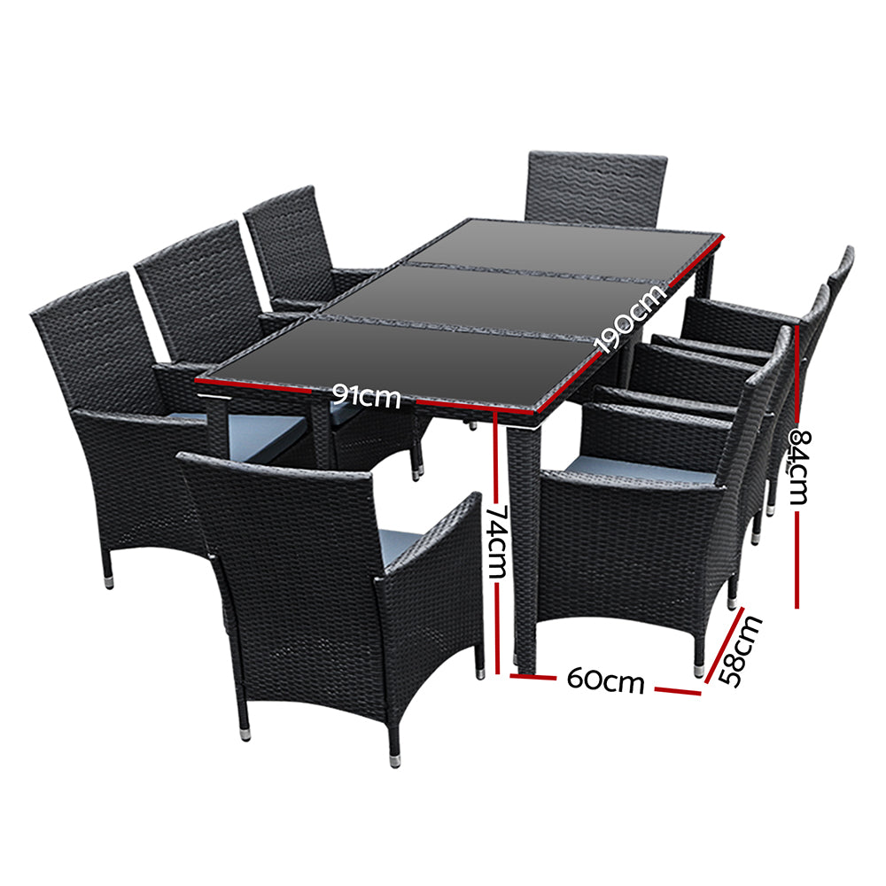 Outdoor Furniture Dining Set Black Garden