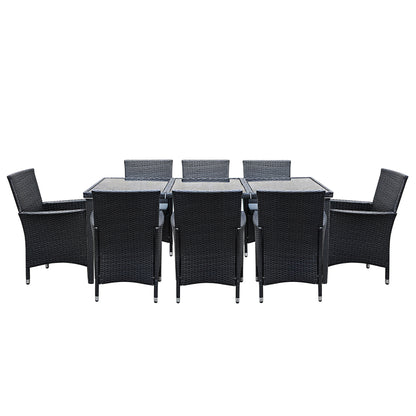 Outdoor Furniture Dining Set Black Garden