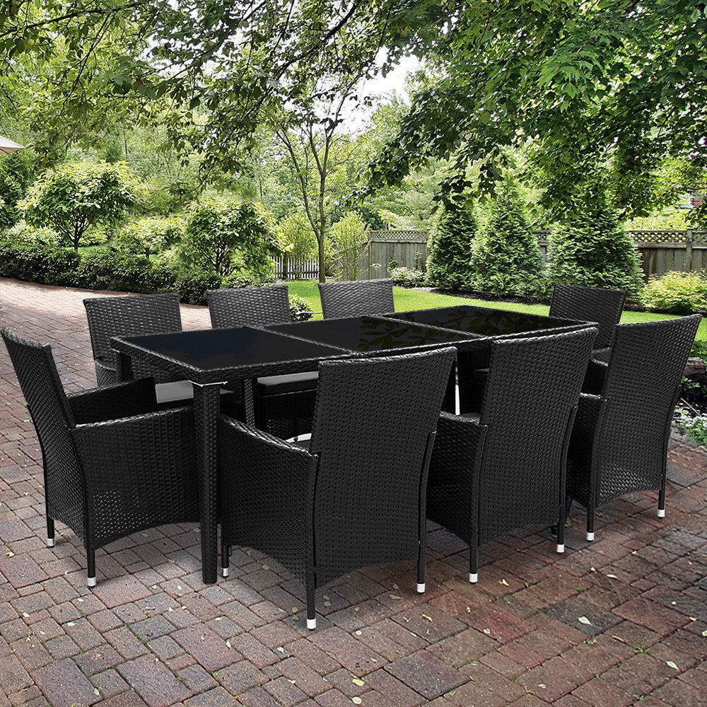 Outdoor Furniture Dining Set Black Garden