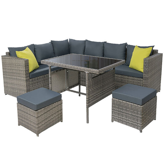 Outdoor Furniture Patio Set Dining Sofa Table Chair Lounge Garden Grey - Pmboutdoor