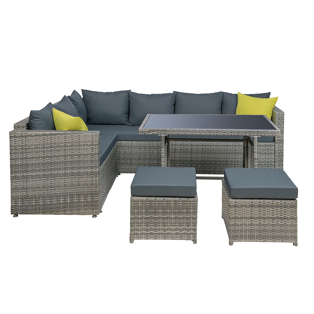 Outdoor Furniture Patio Set Dining Sofa Table Chair Lounge Garden Grey - Pmboutdoor