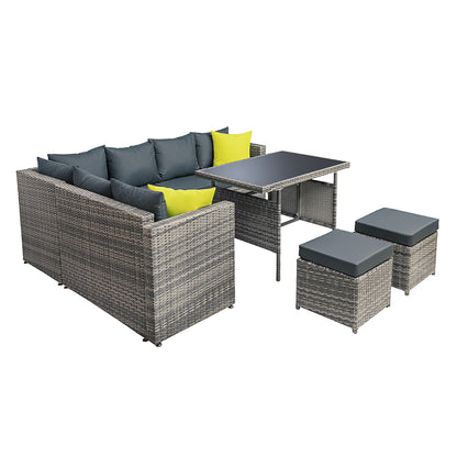 Outdoor Furniture Patio Set Dining Sofa Table Chair Lounge Garden Grey - Pmboutdoor