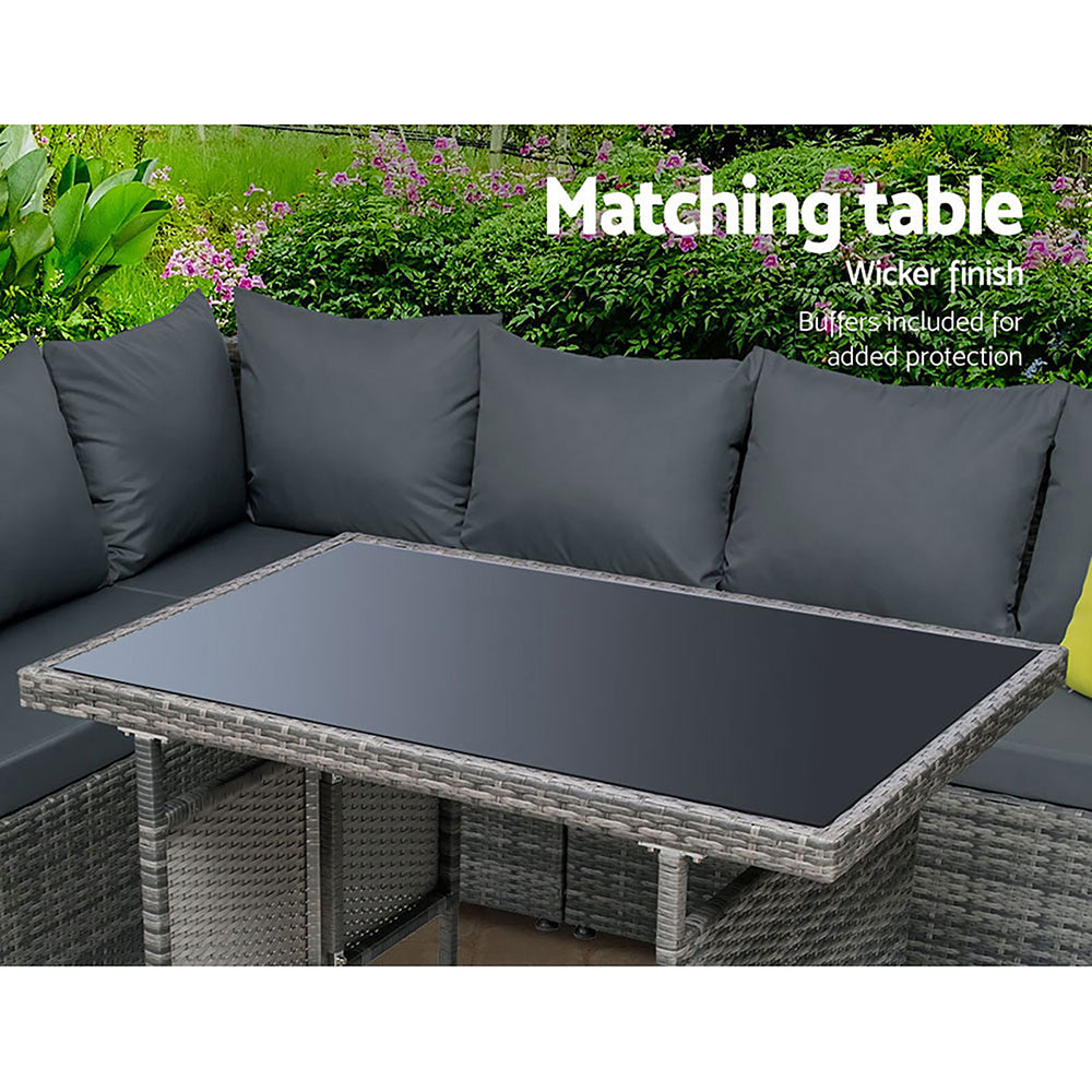 Outdoor Furniture Patio Set Dining Sofa Table Chair Lounge Garden Grey - Pmboutdoor