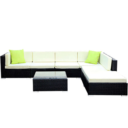 7PC Outdoor Furniture Sofa Set Wicker Garden Patio Pool Lounge - Pmboutdoor