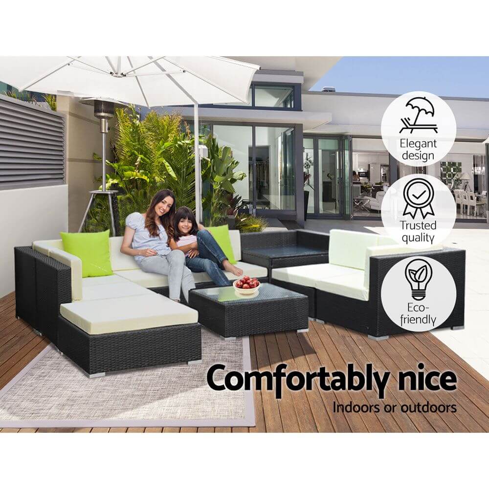 9PC Outdoor Furniture Sofa Set Garden Patio Pool Lounge - Pmboutdoor