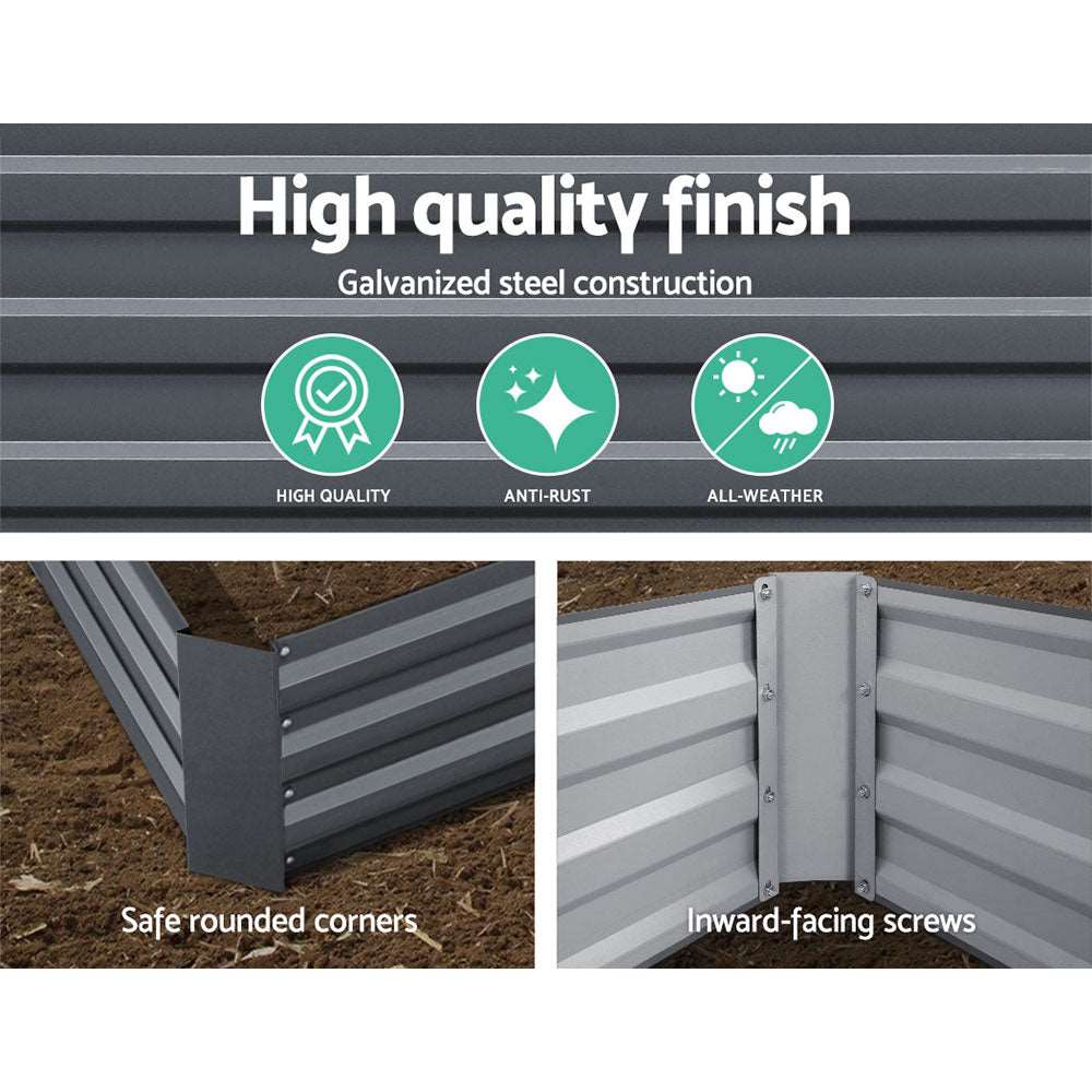 Galvanised Steel Garden Bed - Aluminium Grey - Pmboutdoor