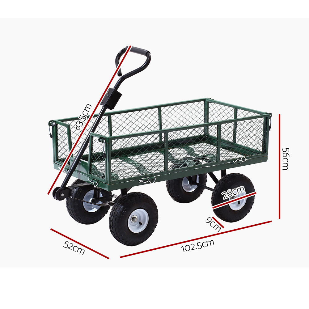 Mesh Garden Steel Cart - Green - Pmboutdoor