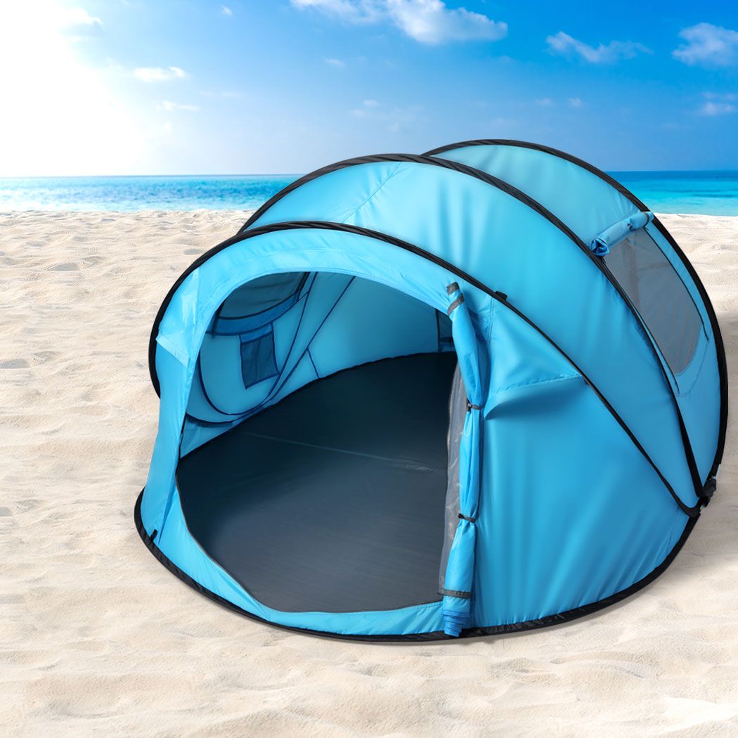 Pop Up Camping Tent Beach Outdoor Family Tents Portable 4 Person Dome - Pmboutdoor