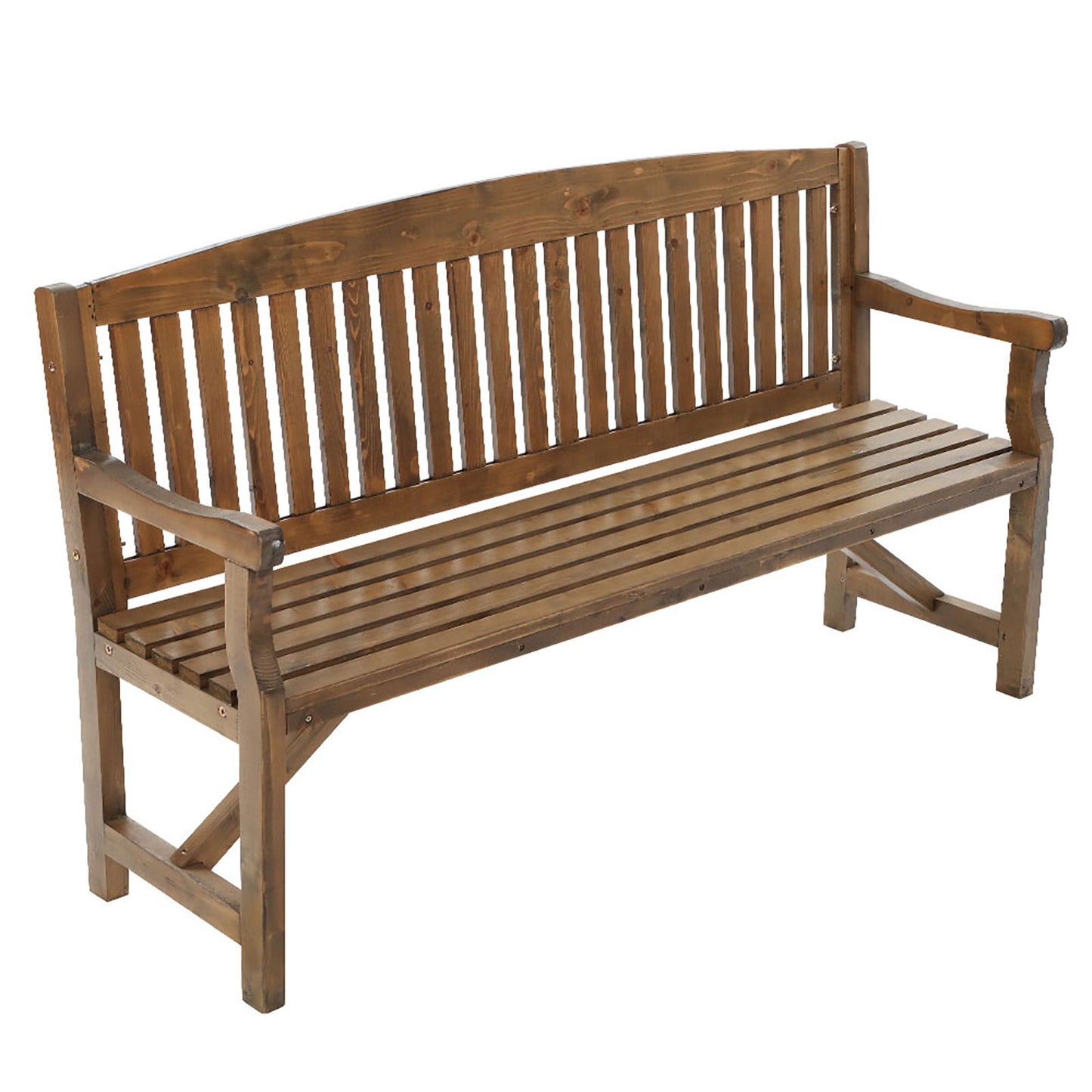 Wooden Garden Bench Chair Natural Outdoor Furniture Décor Patio Deck 3 Seater - Pmboutdoor