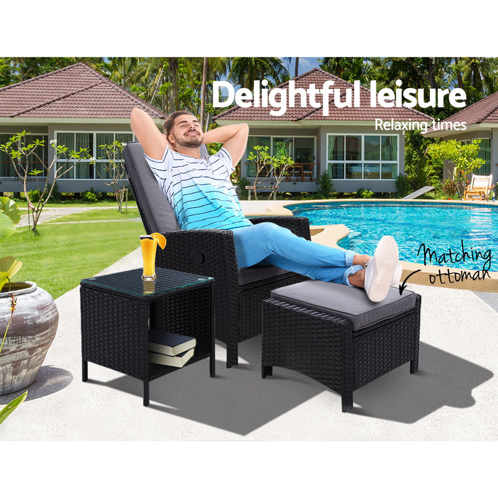 Sun lounge Setting Recliner Chair Outdoor Furniture - Pmboutdoor