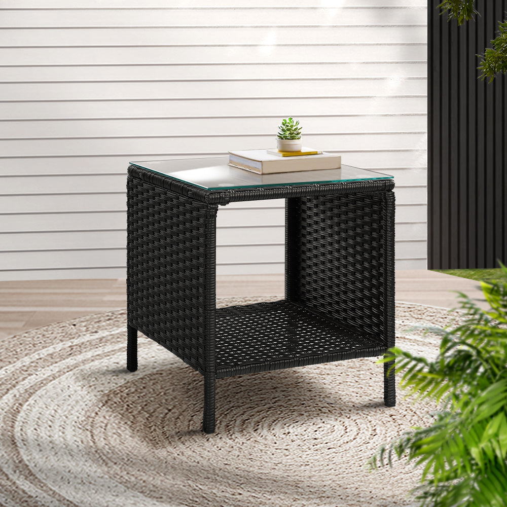 Side Table Coffee Patio Outdoor Furniture Rattan Desk Indoor Garden - Pmboutdoor