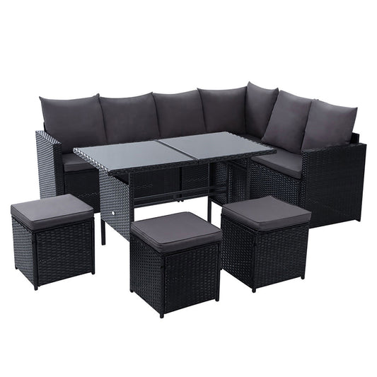 Outdoor Furniture Dining Setting Sofa Set Wicker 8 Seater Storage Cover - Pmboutdoor