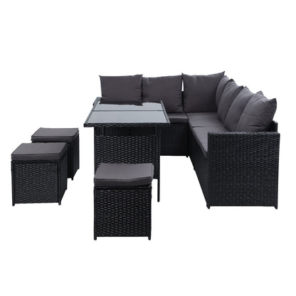 Outdoor Furniture Dining Setting Sofa Set Wicker 8 Seater Storage Cover - Pmboutdoor