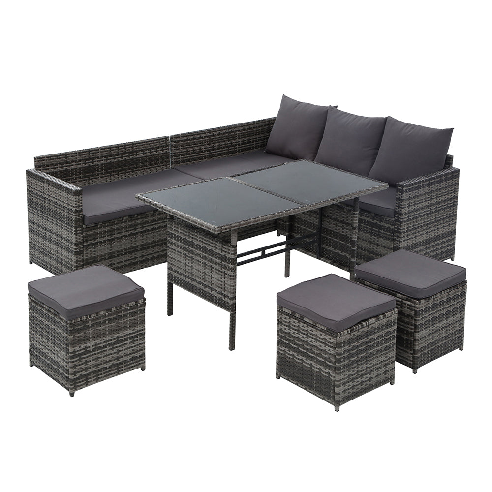 Outdoor Furniture Dining Setting Sofa Set Wicker 8 Seater Storage Cover - Pmboutdoor