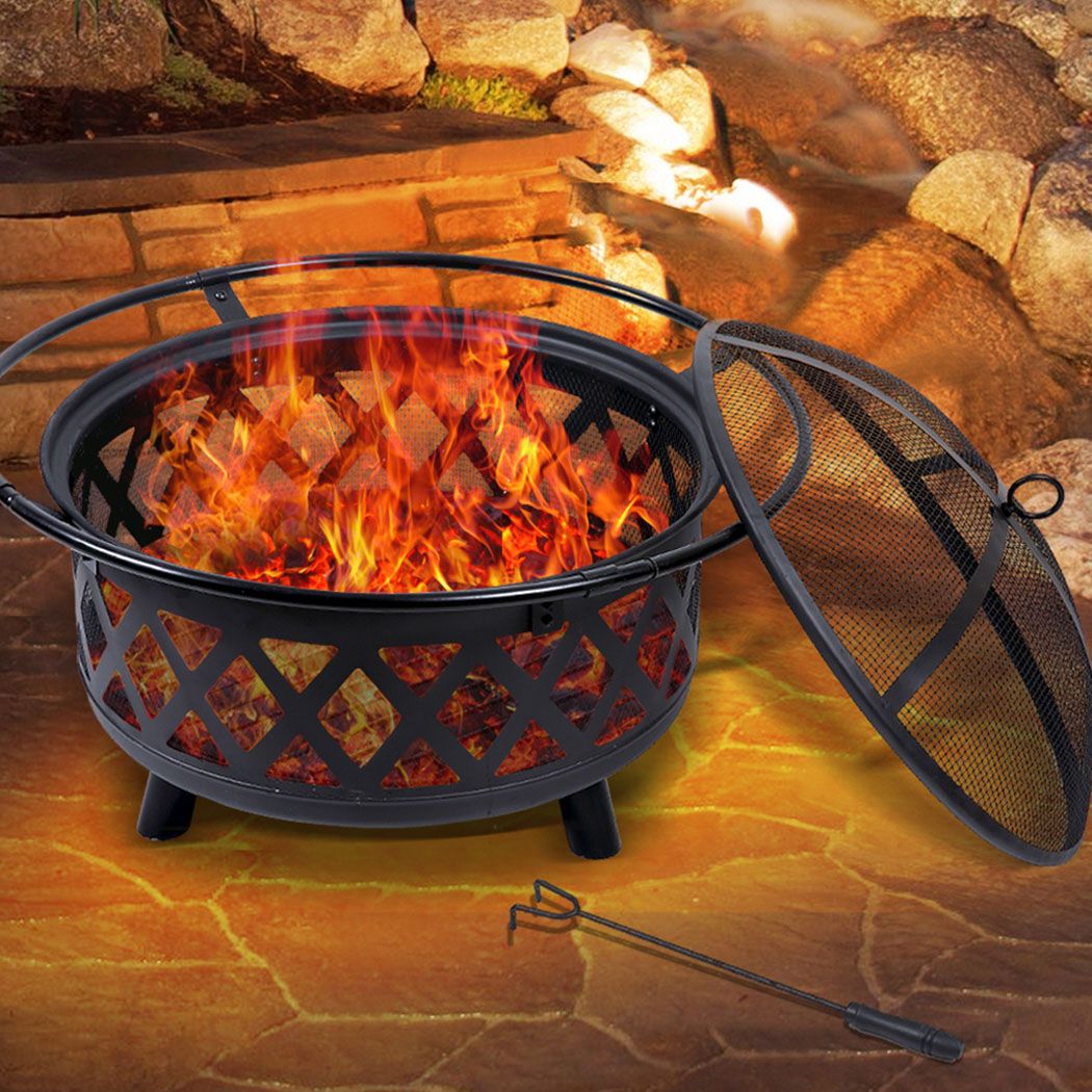 Outdoor Fire Pit BBQ Portable Camping Fireplace Heater Patio Garden Grill - Pmboutdoor