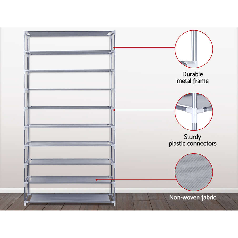 10 Tier Shoe Rack Organiser DIY Stackable Storage Shelf