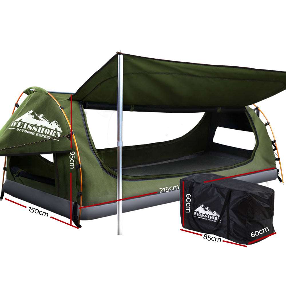 Double Swag Camping Swags Canvas Free Standing - Pmboutdoor