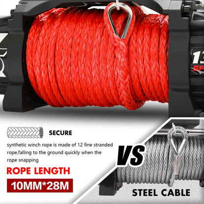 Electric Winch 12V Synthetic Rope Wireless Off-road 4WD 4x4 - Pmboutdoor