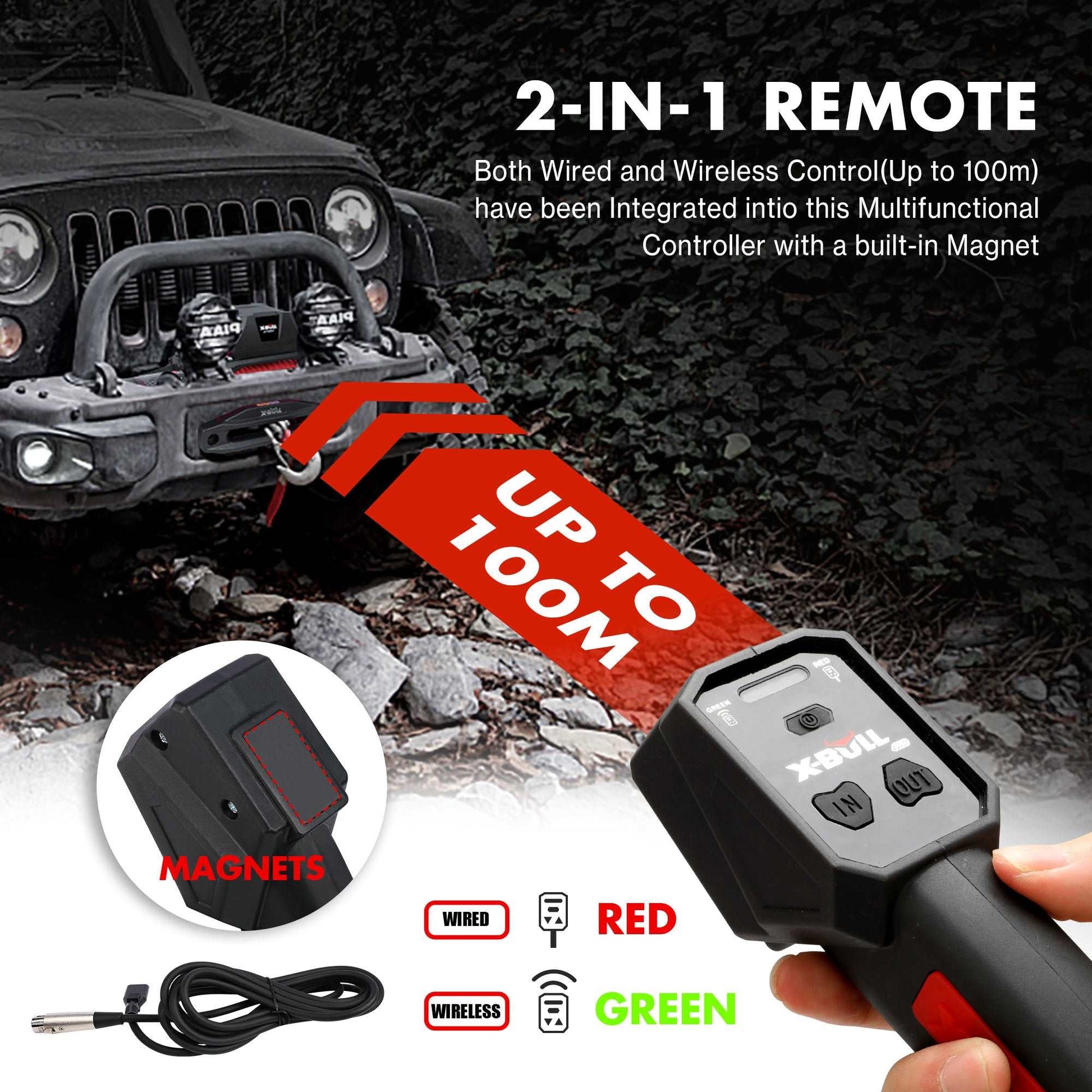 Electric Winch 12V Synthetic Rope Wireless Off-road 4WD 4x4 - Pmboutdoor