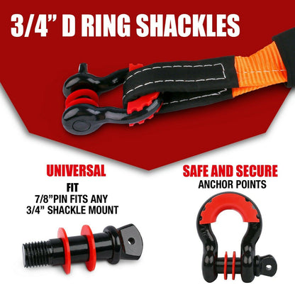 Winch Recovery Kit Recovery tracks /Snatch Strap Off Road 4WD orange - Pmboutdoor