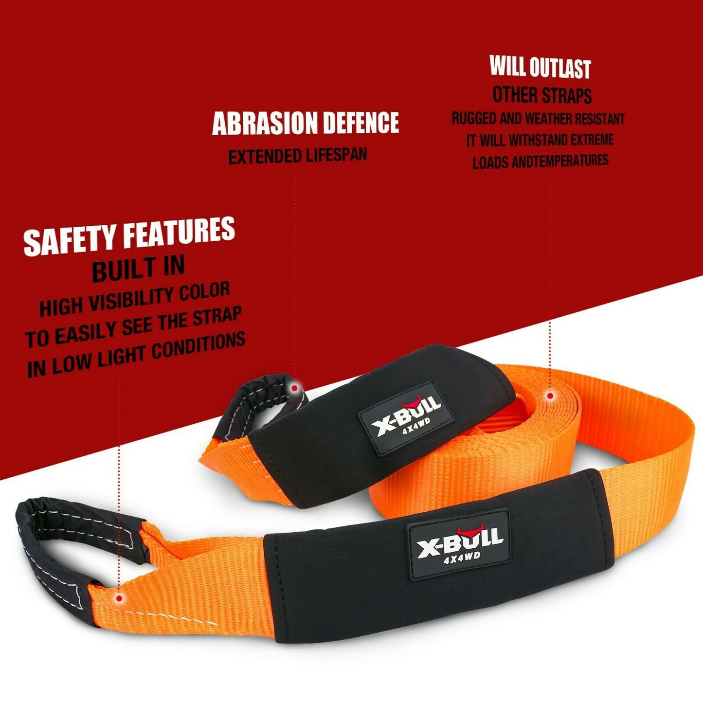 Winch Recovery Kit Recovery tracks /Snatch Strap Off Road 4WD orange - Pmboutdoor