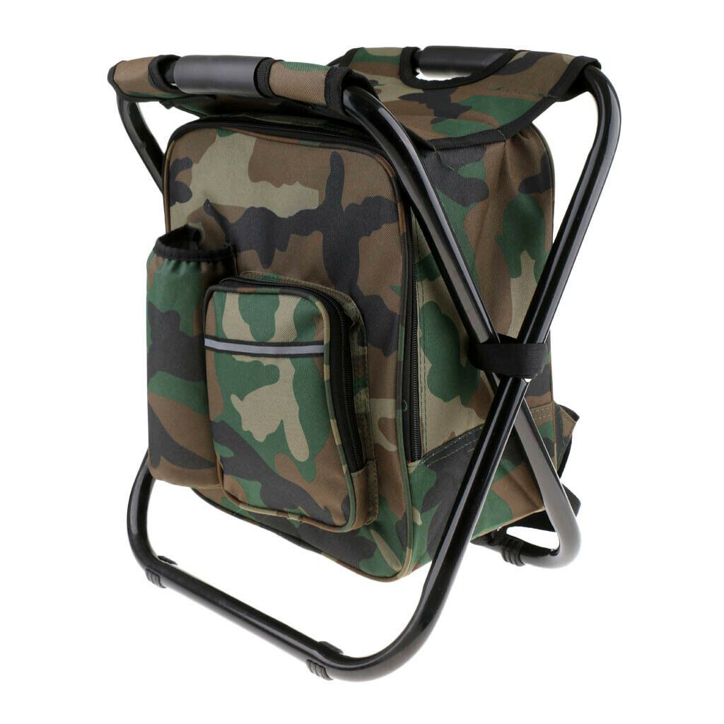 Portable Folding Backpack Chair Camping Stool Cooler Bag Rucksack