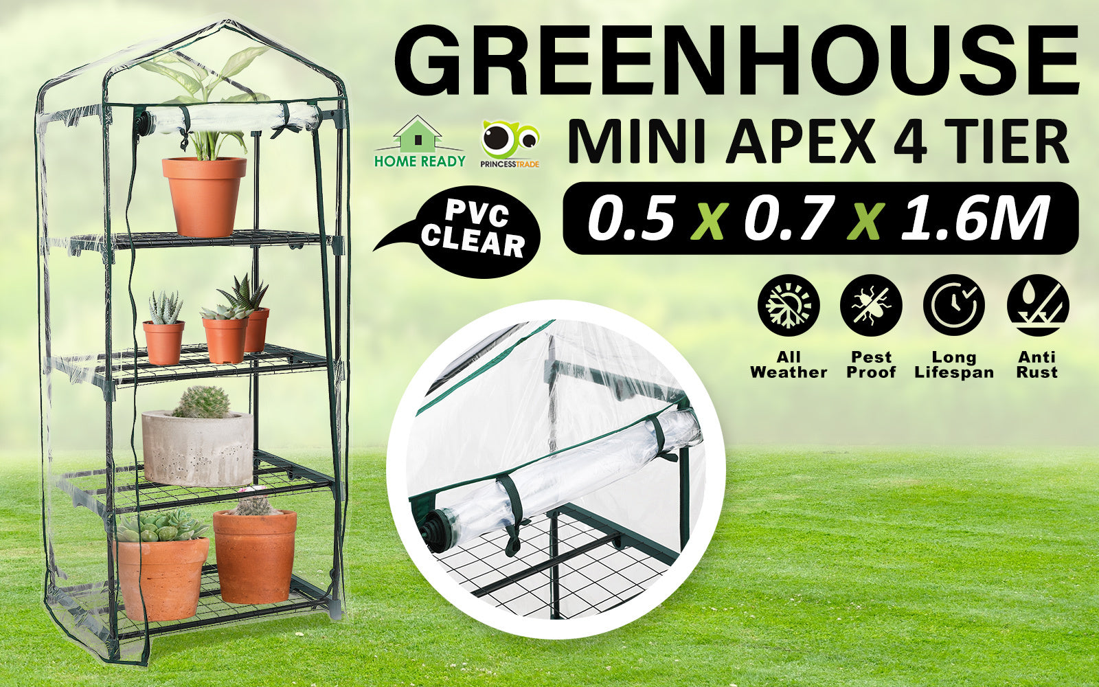 Mini Garden Greenhouse Shed PVC 4 Tier - Pmboutdoor