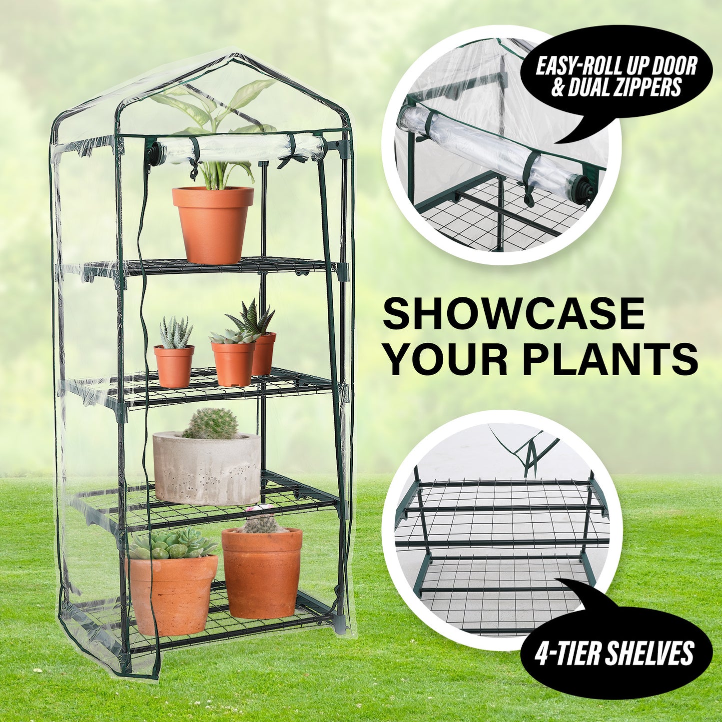 Mini Garden Greenhouse Shed PVC 4 Tier - Pmboutdoor