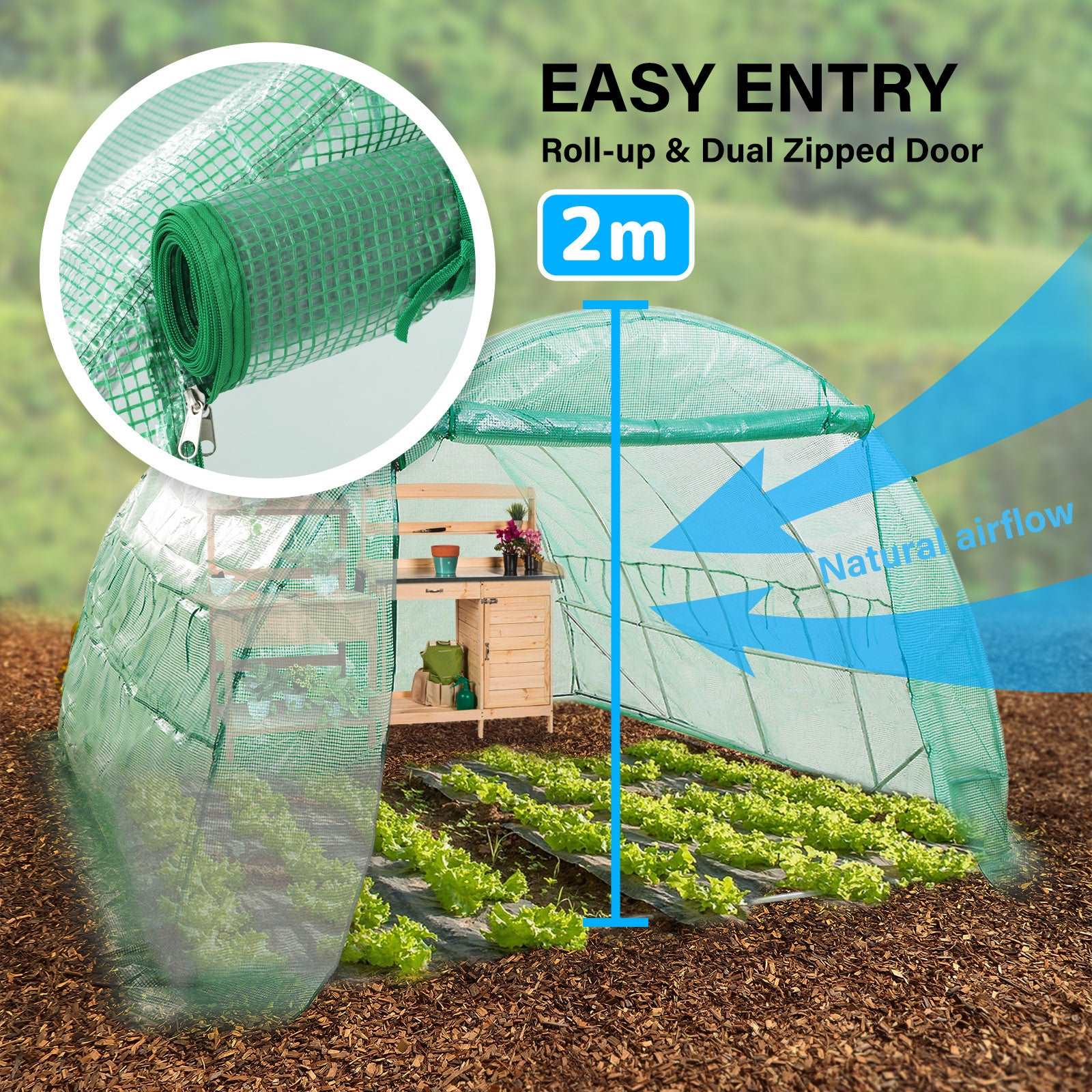 Home Ready Dome Hoop Tunnel Polytunnel Greenhouse Walk-In Shed PE - Pmboutdoor