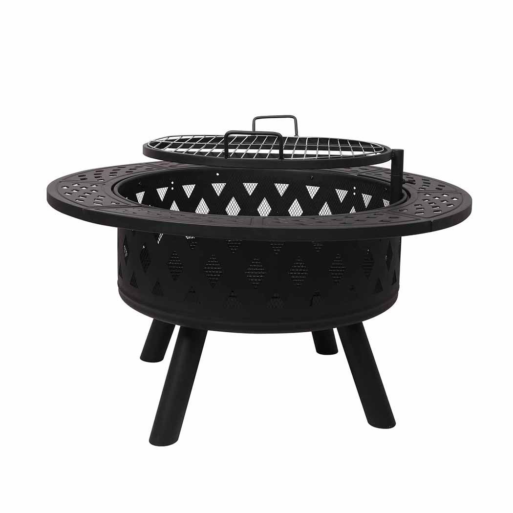 Fire Pit BBQ Grill Outdoor Fireplace Camping Firepit Steel Portable 38" - Pmboutdoor