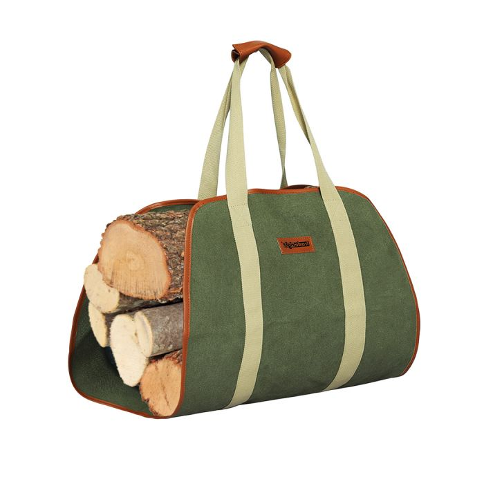 Firewood Bag Durable Canvas Leather Log Carrier Holder