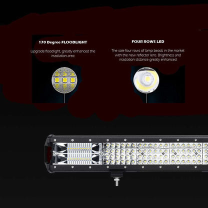 LED Light Bar Quad Row Combo Beam 4x4 Work Driving Lamp